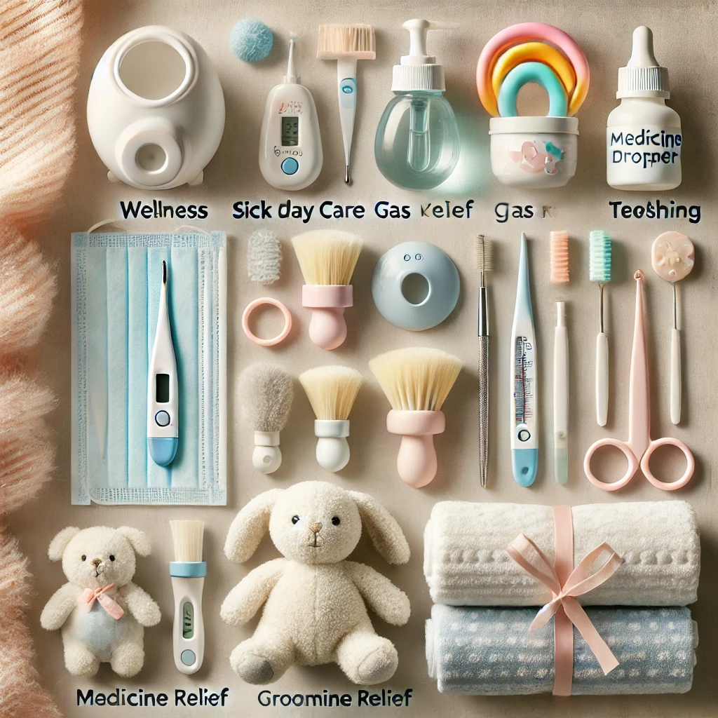 FridaBaby Ultimate Baby Kit with wellness, sick day, gas relief essentials, grooming tools, and teething toys for newborn care