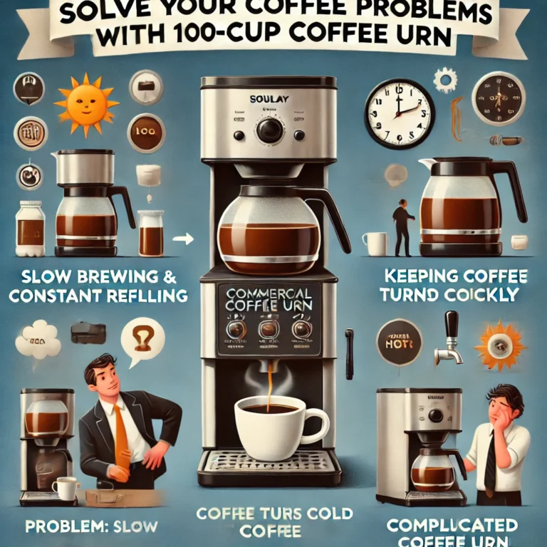 Common problems with small coffee makers and how the Zulay 100-Cup Commercial Coffee Urn solves them. Features include fast brewing, long heat retention, and easy-to-use design.